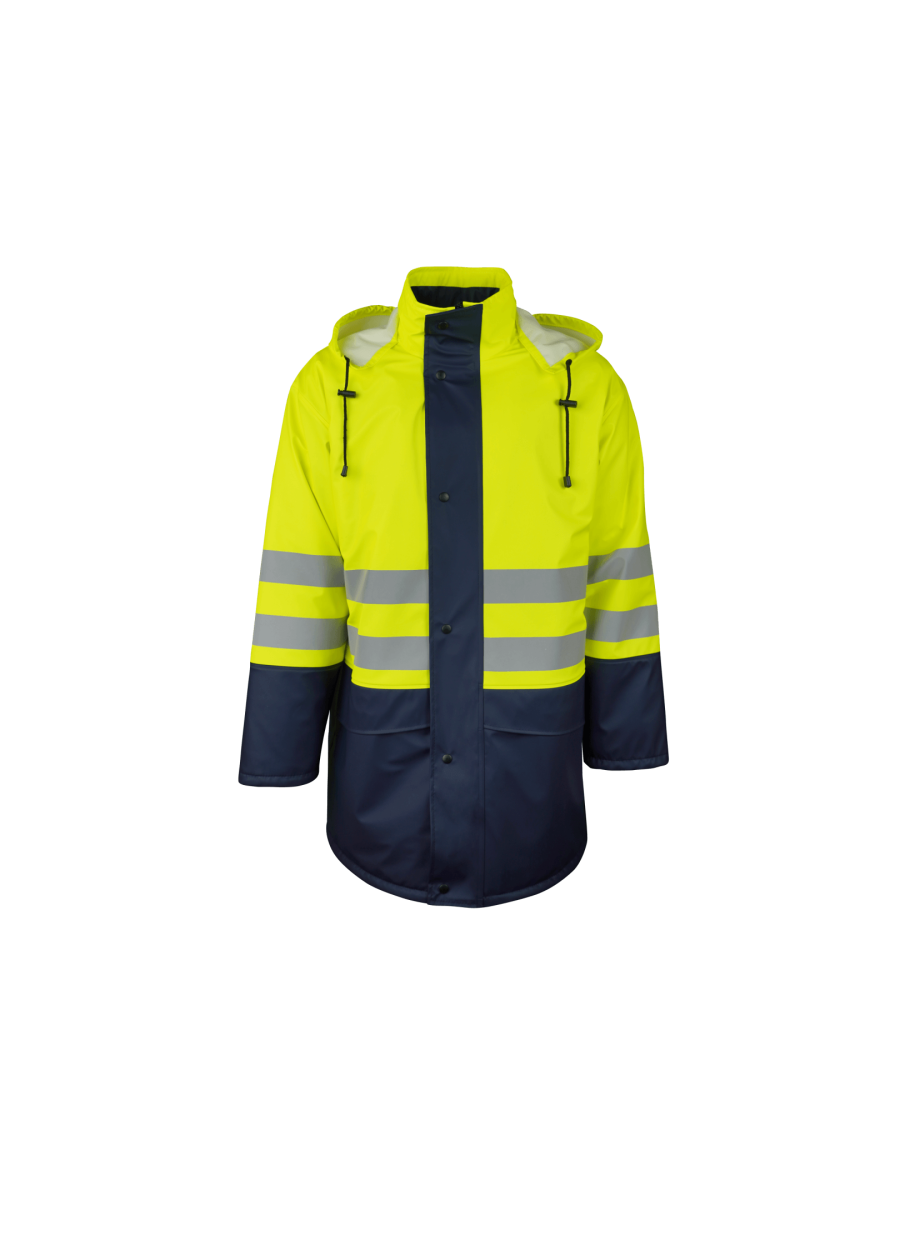 Сигнальная утепленная куртка из ПУ, со съемным жилетом