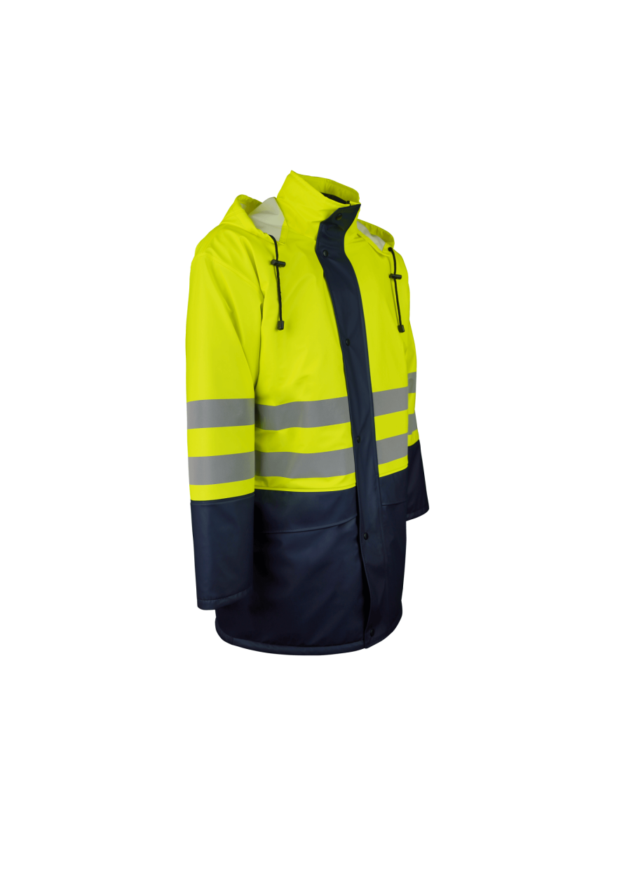 Сигнальная утепленная куртка из ПУ, со съемным жилетом