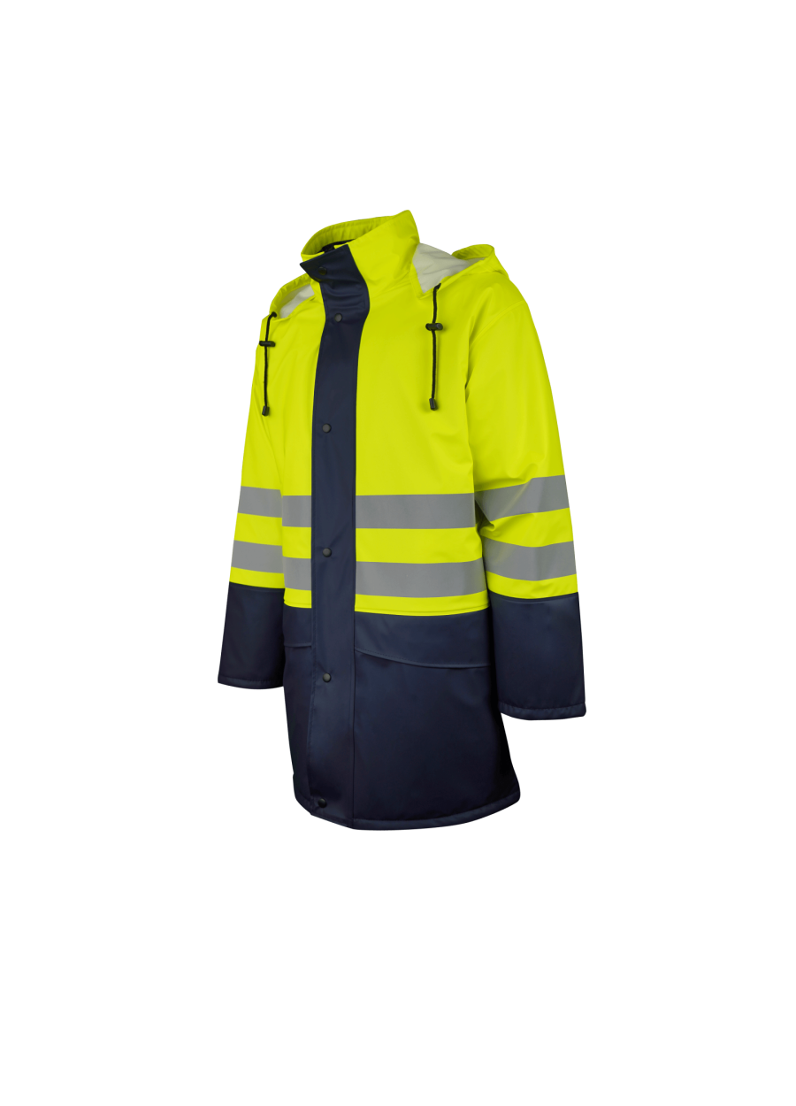 Сигнальная утепленная куртка из ПУ, со съемным жилетом